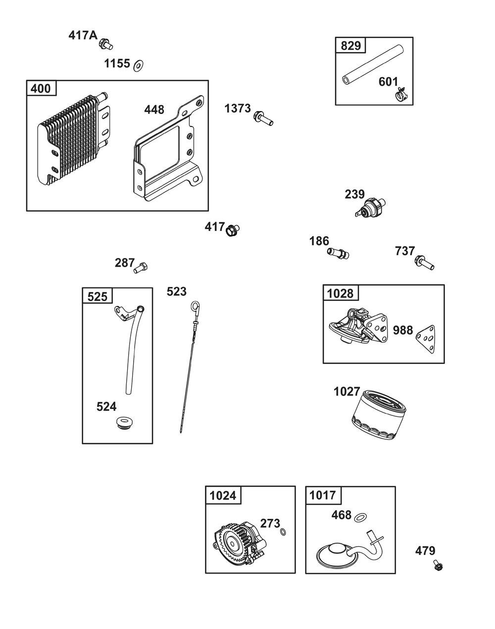 Lubrication Group Diagram and Parts List for 386447-0099-H5 200000 - 399999 Briggs and Stratton Engine